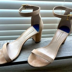 Lower price! Stuart Weitzman ‘Less Nudist’ Suede Ankle-Strap Sandals